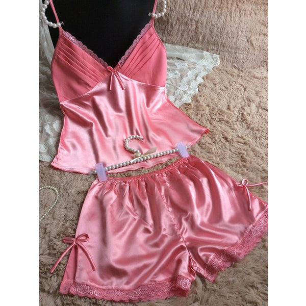 Summer Deep V-neck Sexy Pajamas Sets