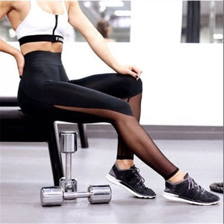 High Elasticity Mesh Yarn Leggings Yoga Jogging Running Pants