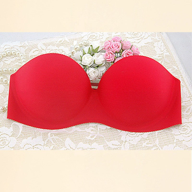 Women Front Closure Silicone Self-Adhesive Half Cup Wire Free Backless Strapless Seamless Push Up Bra For Female Intimates
