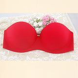 Women Front Closure Silicone Self-Adhesive Half Cup Wire Free Backless Strapless Seamless Push Up Bra For Female Intimates
