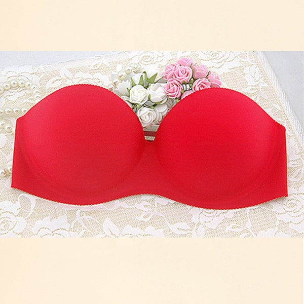 Women Front Closure Silicone Self-Adhesive Half Cup Wire Free Backless Strapless Seamless Push Up Bra For Female Intimates