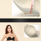 Women Front Closure Silicone Self-Adhesive Half Cup Wire Free Backless Strapless Seamless Push Up Bra For Female Intimates