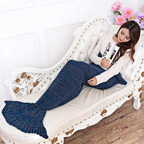 Super Soft Yarn Knitted Mermaid Tail Blanket