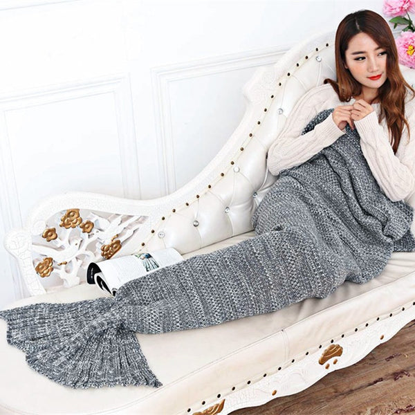 Super Soft Yarn Knitted Mermaid Tail Blanket