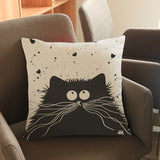 Cat Pillow Cartoon Images Linen Cotton Blend Cushion Cover Pillowcases - ilovealma