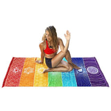 Rectangle Of Rainbow Colored Beach Towel Yoga Mat