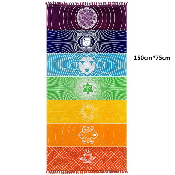 Rectangle Of Rainbow Colored Beach Towel Yoga Mat