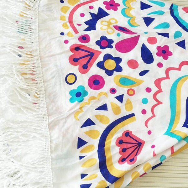Printed Tassel Round Beach Towels And Yoga Mat