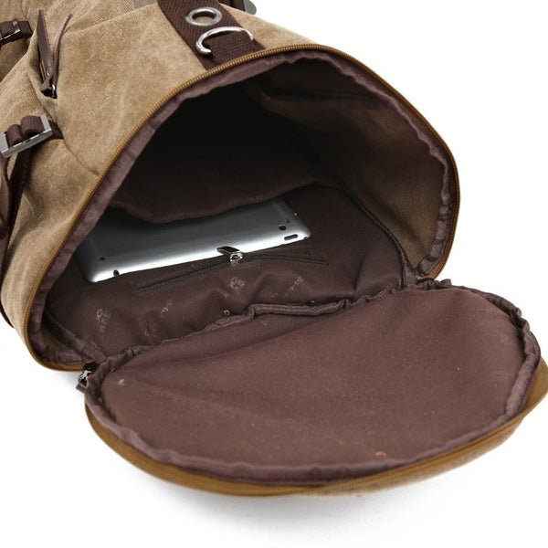 Large Capacity Travel Mountaineering Canvas Bucket Shoulder Backpack Bags