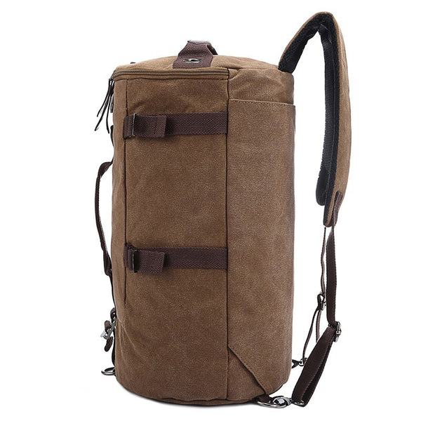 Large capacity travel mountaineering backpack bags canvas bucket shoulder bag