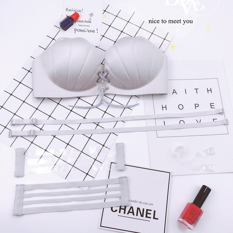 Gray Shell Push Up Steel Free Bra