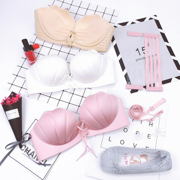 Gray Shell Push Up Steel Free Bra