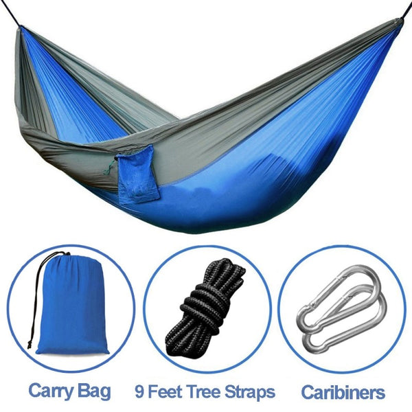 270*140cm Backpacking Hammock - Portable Nylon Parachute Outdoor Double Hammock - ilovealma