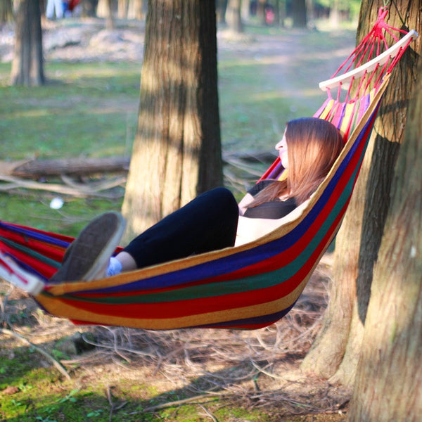 200*80cm Backpacking Hammock - Portable Canvas Parachute Outdoor Single Hammock - ilovealma