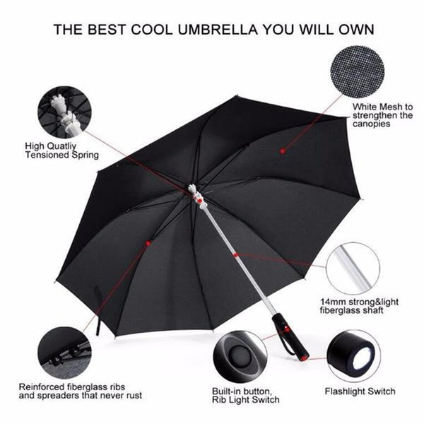 Led Light Up Umbrella With 7 Color Light Sequence