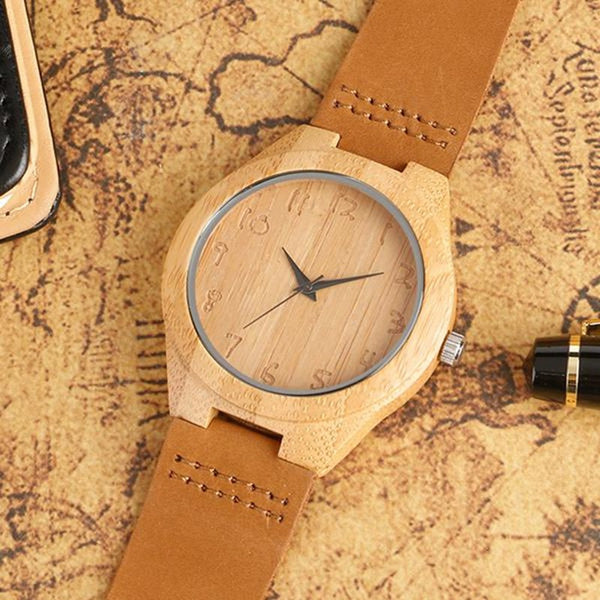 Bamboo Analog Quartz Nature Wood Wrist Watch - ilovealma