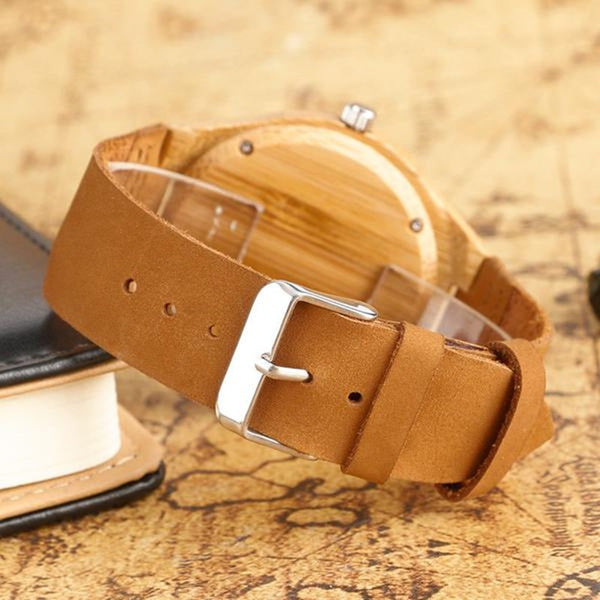 Bamboo Analog Quartz Nature Wood Wrist Watch - ilovealma
