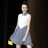 2017 Summer Fashion Casual Striped Women Dress Elegant Sleeveless Office Dress Mini Party Vestidos Dresses Vintage Sundress - ilovealma