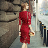 2017 Summer Women's Fashion Lace Dress Hollow Out Sexy Dress Slim Party Elegant  Women Dress Vestidos Vintage SunDresses - ilovealma