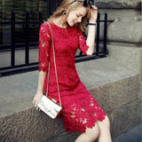 2017 Summer Women's Fashion Lace Dress Hollow Out Sexy Dress Slim Party Elegant  Women Dress Vestidos Vintage SunDresses - ilovealma