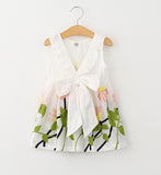 Bear Leader Girls Dress 2016 Pure and Fresh and Safflower Greenery Embroidered Back Big Bowknot Cotton Vest Dress of the girls - ilovealma