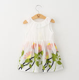Bear Leader Girls Dress 2016 Pure and Fresh and Safflower Greenery Embroidered Back Big Bowknot Cotton Vest Dress of the girls - ilovealma