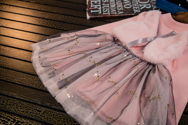 Bear Leader Grils Dress 2016 New Winter Dresses Children Clothing Princess Dress Pink Long Sleeve Wool Bow Design Girls Clothes - ilovealma