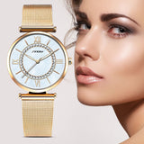 SINOBI Women's Luxury Geneva Golden Wristwatch