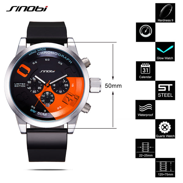 SINOBI Sporty Fast & Furious Design Inspired Chrono Quartz Watch