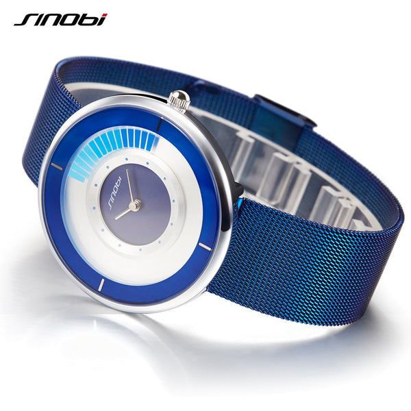 SINOBI Ultra-thin Creative Dial Mesh Strap Quartz Watch