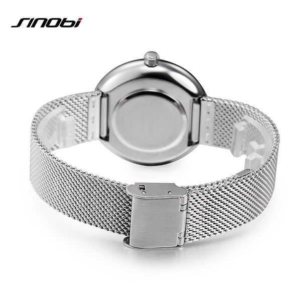 SINOBI Women Luxury Silver Fashion Bracelet Watch
