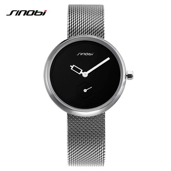 SINOBI Women Luxury Silver Fashion Bracelet Watch