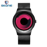 SKONE Creative No Seconds Stainless Steel Mesh Strap Casual Quartz Wristwatch Ladies Watches Women Men Aurora Relojes Masculino