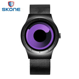 SKONE Creative No Seconds Stainless Steel Mesh Strap Casual Quartz Wristwatch Ladies Watches Women Men Aurora Relojes Masculino