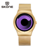 SKONE Creative No Seconds Stainless Steel Mesh Strap Casual Quartz Wristwatch Ladies Watches Women Men Aurora Relojes Masculino