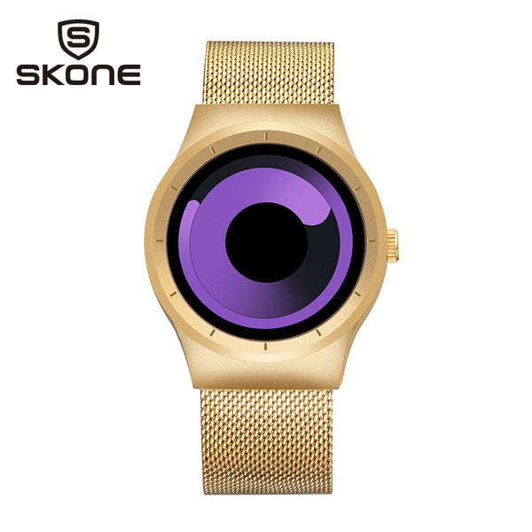 SKONE Creative No Seconds Stainless Steel Mesh Strap Casual Quartz Wristwatch Ladies Watches Women Men Aurora Relojes Masculino