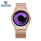 SKONE Creative No Seconds Stainless Steel Mesh Strap Casual Quartz Wristwatch Ladies Watches Women Men Aurora Relojes Masculino