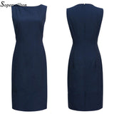 Soperwillton 2017 Elegant Office Dress Summer Dresses Women O-neck Wear to Work Sheath Bodycon Dress Work Dresses #BD728