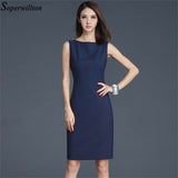 Soperwillton 2017 Elegant Office Dress Summer Dresses Women O-neck Wear to Work Sheath Bodycon Dress Work Dresses #BD728