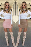 Vogue 2017 Women Sexy Bandge Leather Skirt High Waist Pencil Bodycon Short Mini Skirt