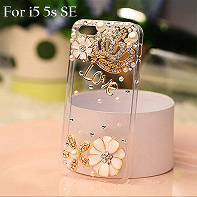 Rhinestone Flower Case for iPhone Models