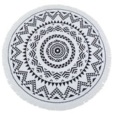 Black Sun Round Mandala Beach Towel - ilovealma