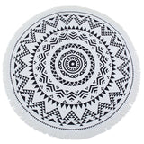 Black Sun Round Mandala Beach Towel - ilovealma