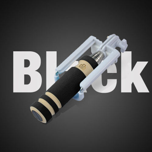 Portable Mini Folding Mobile Phone Wired self Selfie Sticks For iphone Samsung Built-in Shutter Camera Monopod Tripod Cloth Bag