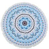 Blue wreath Round Mandala Beach Towel Tassel Fringing Beach Throw Round Mat Table Cloth Wall Tapestries Polyester 150x150cm - ilovealma