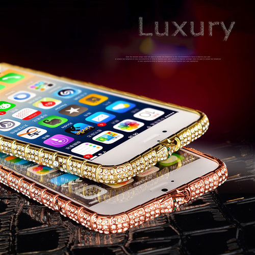 7 Luxury Bling Diamond Bumper Case For iphone 7 7 Plus Fashion Glitter Crystal Rhinestone Snake Inlay Metal Frame Elegant Style - ilovealma
