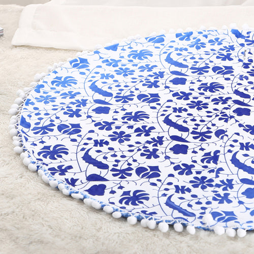 29x29inch Large Floor Pouf Pillows Indian Mandala Round Cushion Covers Plush Material Pillowcase Elephant Gradient color - ilovealma