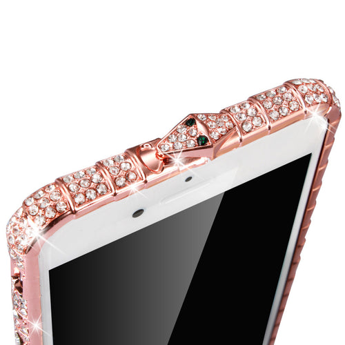 7 Plus Luxury Bling Diamond Bumper For Iphone 7 6 6s Plus 5 5s SE Case Fashion Crystal Rhinestone Sanke Inlay Metal Frame Capa - ilovealma