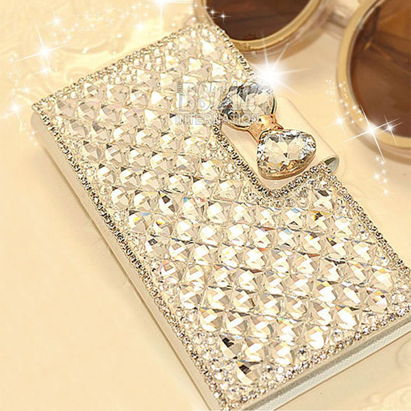 Bling Rhinestone diamond crystal PU leather wallet style stand cover luxury phone case for samsung galaxy note 2 N7100 PT2174 - ilovealma