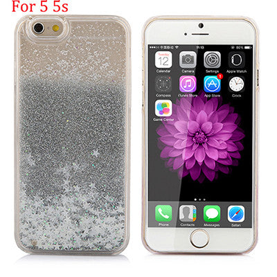 Hot! Bling Colorful Dynamic Liquid Glitter Sand Quicksand Star Hard Back Cover Clear Case For Iphone 5 5s SE 6 6s 6 Plus 6s Plus